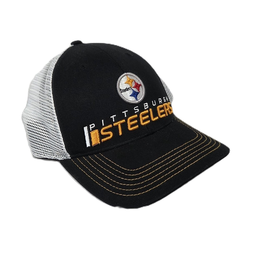 '47 Brand Pittsburgh Steelers Snapback Trucker Hat Cap Mesh Back Black Grey